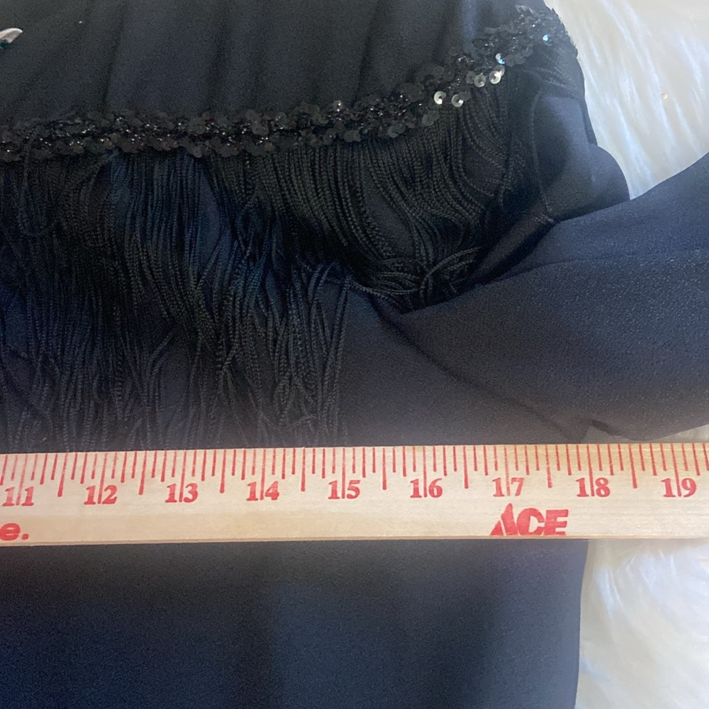 Pantagis Sz 8 Chic Black Fringe Sequin Short Women’s Jacket - Picture 9 of 11